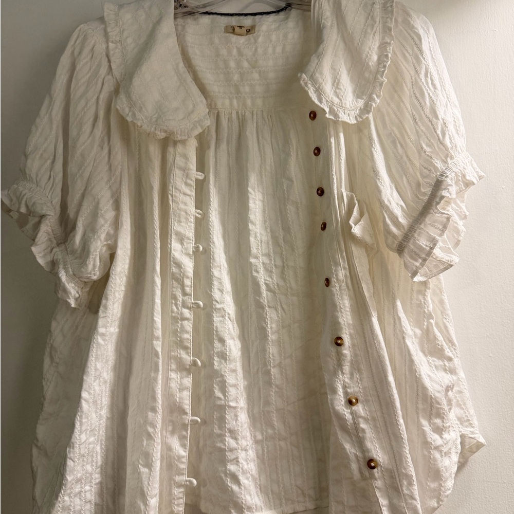 Pilcro Women's White Ruffled Blouse